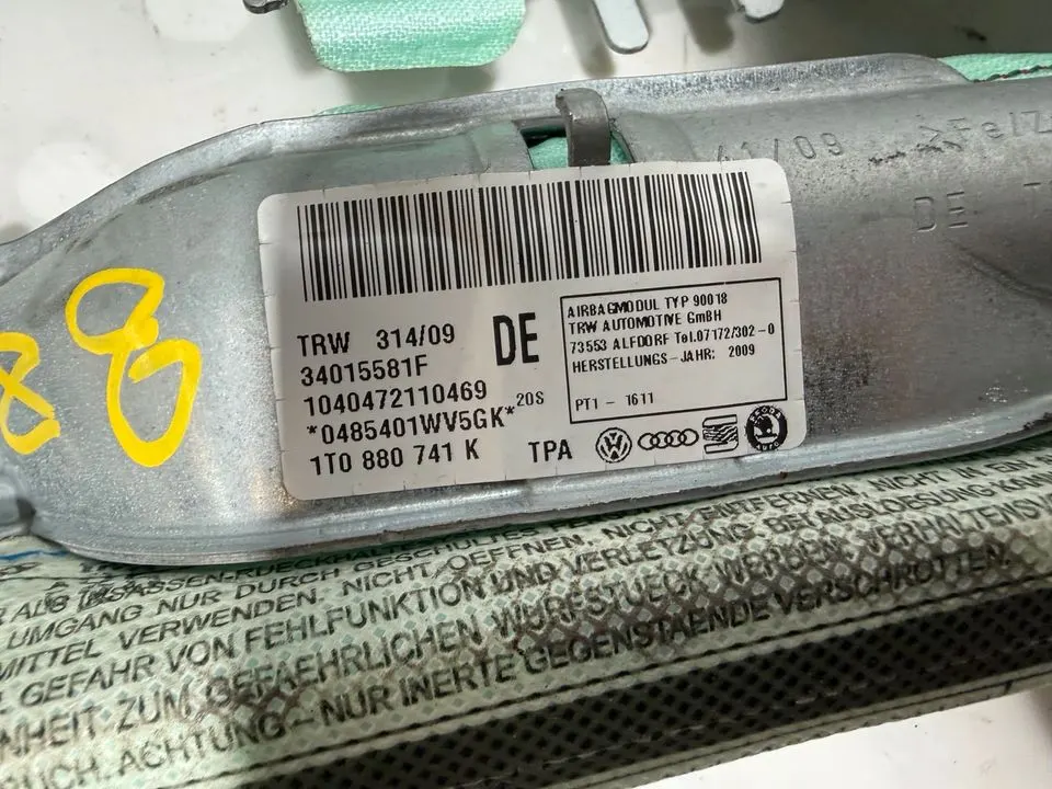 VW Touran 1T2 Kopfairbag Links Rechts 1T0880741K 1T0880742K – Bild 8